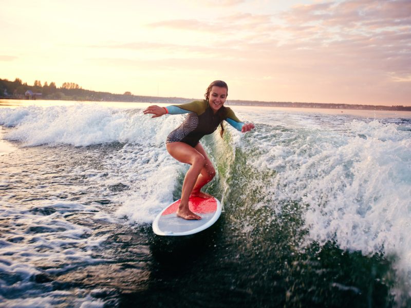 Female surfboarder