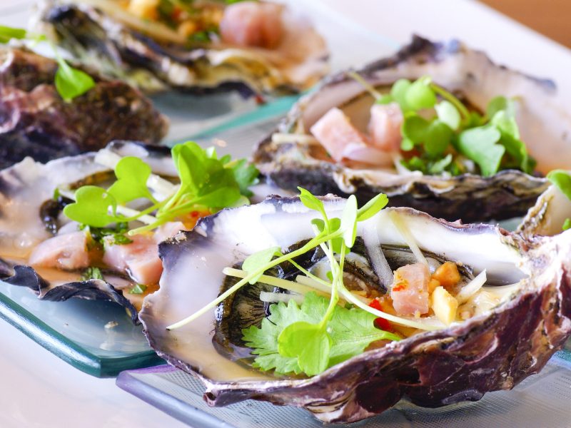 opened oyster food on dish