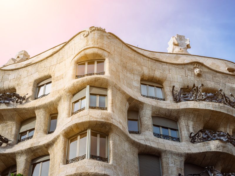 BARCELONA, SPAIN - April 26: Casa Milla, details of the facade of the house made by the architect Antonio Gaudi in Barcelona, Spain